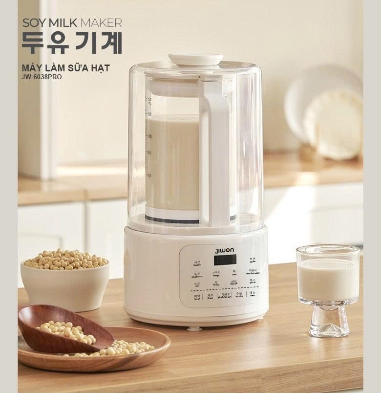 Máy làm sữa hạt chống ồn JIWON JW-6038 PRO dung tích 1.5 lít