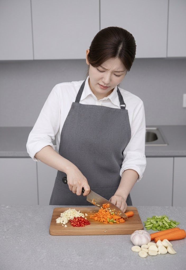 Người nội trợ băm thực phẩm thủ công mất nhiều thời gian
